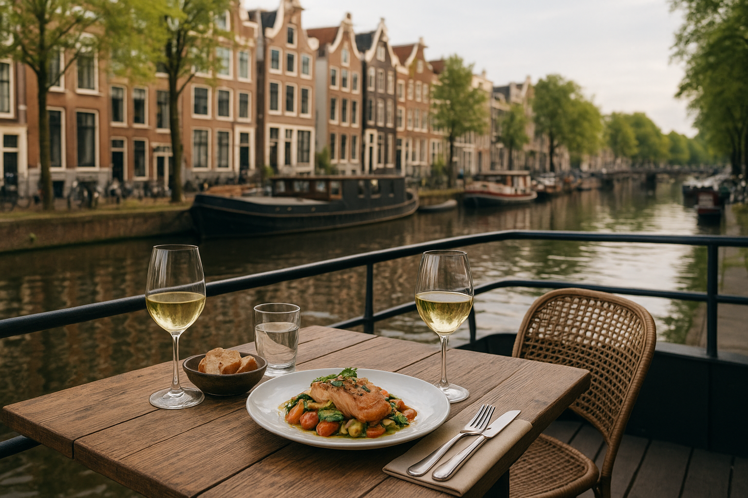 Foto bij Dineren op het water in Amsterdam als alternatief voor een standaard restaurant